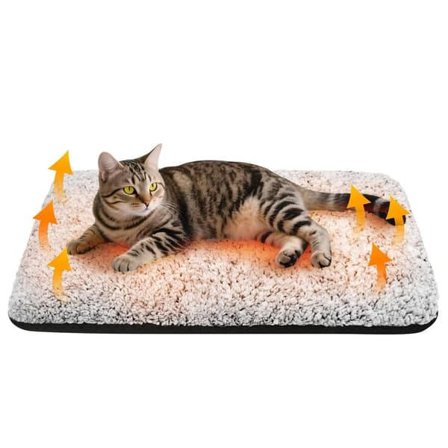 Selvvarmende katteseng / hundeseng 40×50cm – Ekstra varm varmemåtte med termisk folie, aftagelig & skridsikker, til indendørs & udendørs