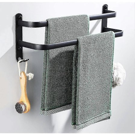 Kylpyhuoneen pyyhetelineet, mustat seinään asennettavat pyyhekoukut suihkuun