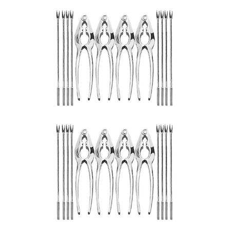 24 Dele Seafood Værktøjssæt, Krabbeklo Knækker og Gafler i Rustfrit Stål Nøddeknækker Sæt Skaldyr