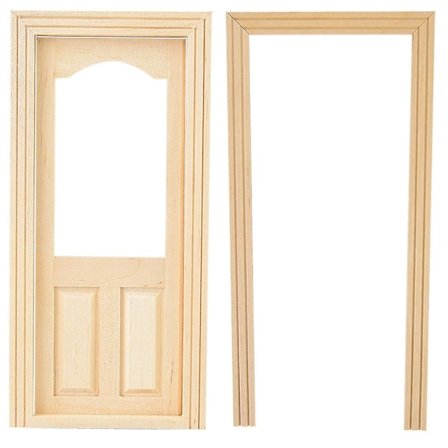 Miniatyr simuleringsdør i tre til DIY-møbler for 1:12 dukkehustilbehør