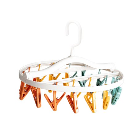 Tørrestativ til sokker, sammenklappeligt, 360 graders drejeligt multifunktionsklemme tørrestativ til små vaskeriartikler, rund med 24 klemmer