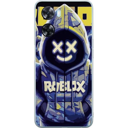 Kompatibelt Mobildeksel til OnePlus OnePlus Nord N20 SE Blågul Roblox hettegenserfigur med minimalistisk neonstil og masket ansikt, moderne spillillu