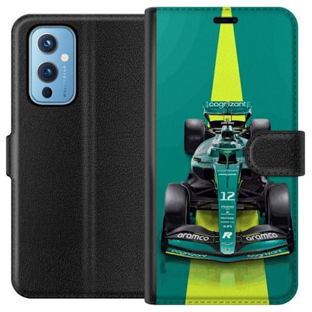 Yhteensopiva Lompakkokotelo OnePlus OnePlus 9 Aston Martinin Formula 1 -auto vihreässä kilpailumuotoilussa, jossa on moderni studiosentuntma