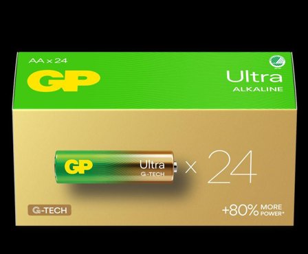 GP Ultra Alkaline Battery, Size AA, LR6, 1.5V, 24-pack