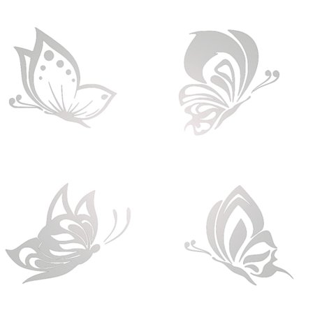 Väggdekor - 4 olika Fjärilar Silver