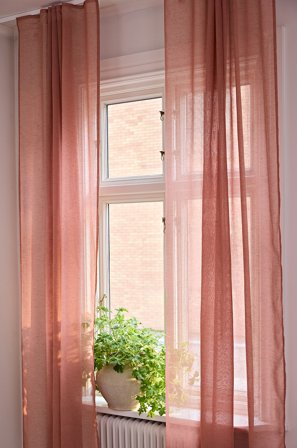 Jotex - Gardin Med Lintekstur 2-pakke gammelrosa - LIZZIE - Kjøp Lingardiner hos Jotex