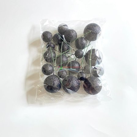 20STK Cake Topper Kunstige kuler SVART