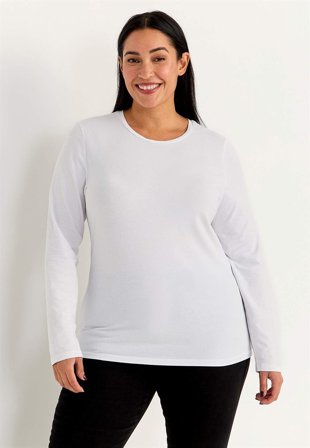 Cellbes of Sweden - Långärmad trikåtopp i ekologisk bomull - vit - för damer - 58/60