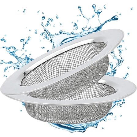 2 stk. hårfilter i rustfrit stål, afløbssi til vask, køkkenvask gitter afløbsbeskyttelse vaskfilter kompatibel med badeværelse, badekar, køkken (7,7 