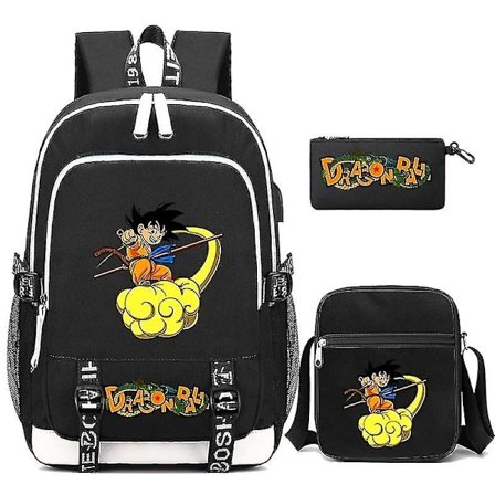 3 stk./sæt Anime Dragon Ball Rygsæk Børn Teenager Tegneserie Taske Skole Taske Vandtæt Student DB