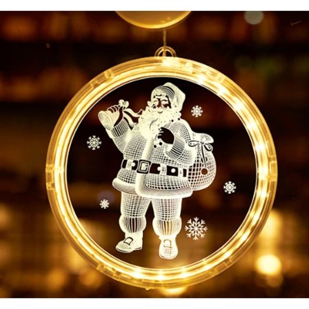 Julemand, LED-kranslys, vinduesophængslys, 3D-batteri