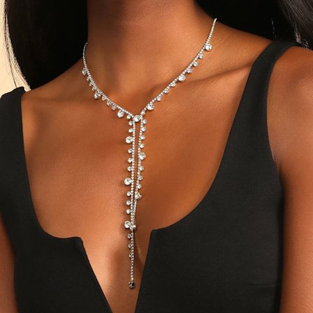 Full Rhinestone Chain Choker Diamond Statement Halsband SILVER