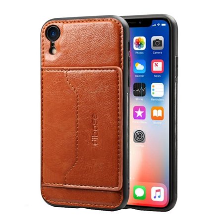 iPhone 9 Villihevos Rakenne Synteetti Nahka Takasuoja Korttipaikalla - Ruskea