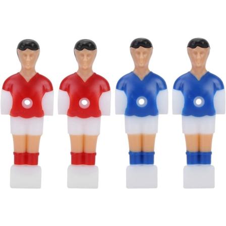 Bordfodboldspiller, bordfodboldspiller, 2 røde 2 blå minifigur plast bordfodboldspiller reservedele, fantastisk tilbehør til bordfodboldspil