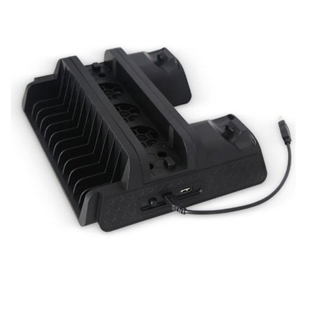 PS4/PS4 Pro/PS4 slim konsollstativ 2 kontrollere Ladestasjon 2 kjølevifter