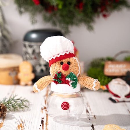 1-pack Julgranskaramellpolkagris Pepparkaksgubbe Fönsterdekoration Rekvisita Söt Godisförvaringslåda Heminredning Godis på burk