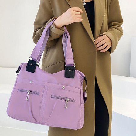 Stor kapacitet Skuldertaske Vandtæt Multi Pocket Kvinder Tote Nylon taske