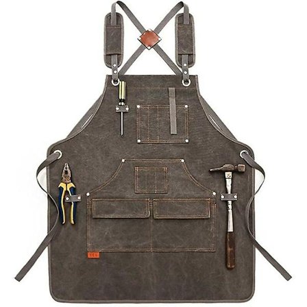 Hageforkle Arbeidsforkle - Justerbare Kryssstropper Med Lommer Kan Brukes Til Trearbeid, Sveising, Hageverktøy, Maskiner Og Mer. - Grå