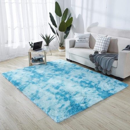 IC Superblød Plysstæppe Fluffy Faux Fløjl Moderne Indendørs Tæppe Fluffy Pels med Lang Lugs Blød Sengtæppe Sofa Tæppe (Blå 60 x 160 cm)