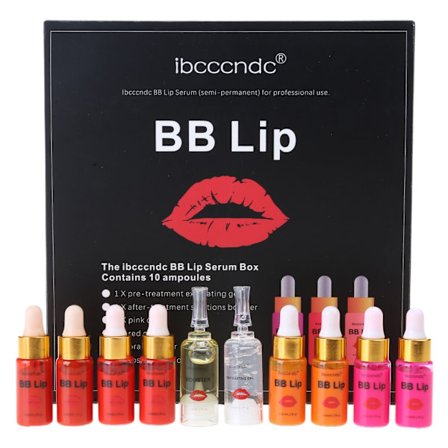 8 Farger BB Lip Serum Kit Krem Semi Permanent Leppe Makeup Ampull Serum