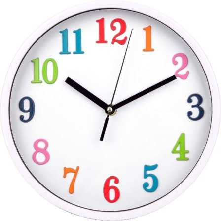 10 tums färgglad barnväggklocka Tyst dekorativ klocka Icke tickande kvartsbatteri som drivs för barn Sovrum, barnkammare, skola, hem