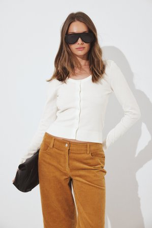 NA-KD - Strikket cardigan med rund hals - Cardigan - Offwhite - XS