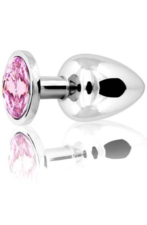 Metal Butt Plug Silver/Pink Large - Woome.pl