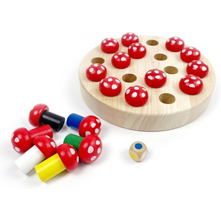 Spel för barn 3 år, minneschack (svamp), brädspel, kvalitetsmaterial, förbättra minne och färguppfattning, Montessori träleksaker för barn från 3 år