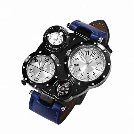 Miesten ulkoilukello kahdella koneistolla, lämpömittarilla ja kompassilla, kvartsitoiminto_Billiga gåvor
