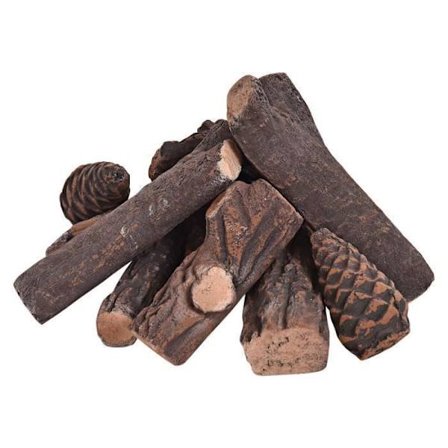 COSTWAY Sett med 9 dekorative keramiske vedkubber, for propanovn, gassinnsatser, elektrisk ovn, innendørs og utendørs {KDO}