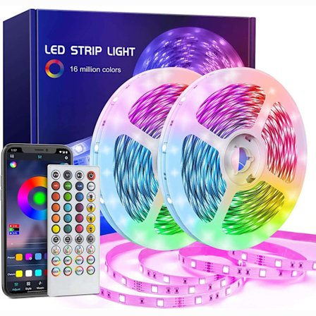 30m Smart RGB LED Strip List Ljusslinga med App, Fjärrkontroll och Väggadapter