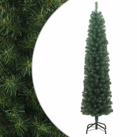vidaXL Smalt kunstig juletre med fot grønn 240 cm PVC Grønn