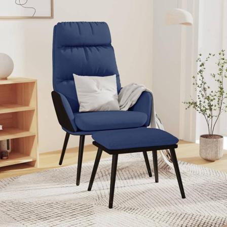 Vidaxl Vilstol Med Pall Blå Tyg Och Konstläder Blå