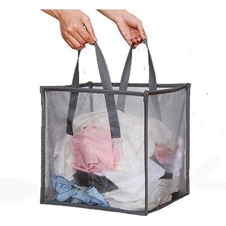 IC Pop Up -pyykkikorit - taittuvat verkko -pyykkikorit kahvoilla - taittuva pyykin säilytykseen (harmaa)