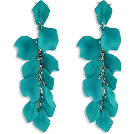 Långa akryl rosblad örhängen dinglar överdrivna blomörhängen Drop, röd