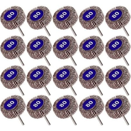 Set med 20 Lamellhjul Korn 80, Slipeskive Poleringshjul Lamellhjul Dremel 10mm