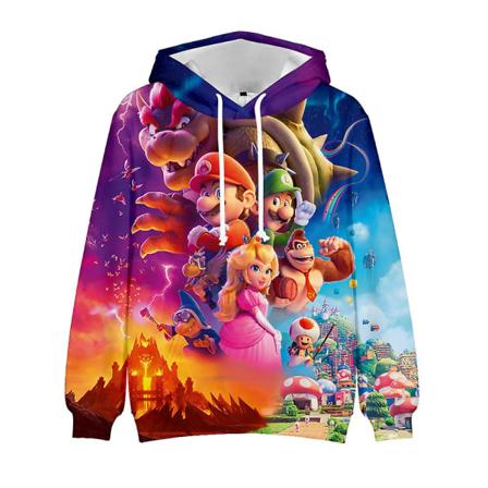 Super Mario Bros -elokuva 3D-sarjakuvatulostus Rentouttavat Hupulliset Hupullit Pitkähihaiset Hupulliset Puserot Topit Lasten Syntymäpäivälahja A 6-7 