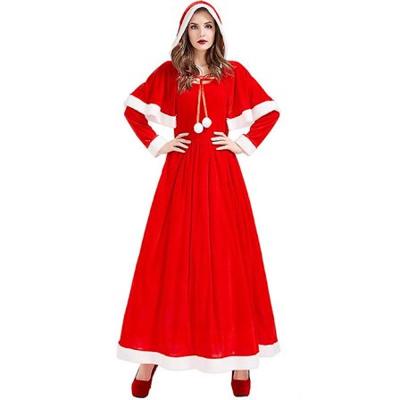 Dame Julemand Kostume Med Fløjlshætte