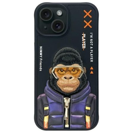 Nimmy Cool&Cute 2.0 Monkey-fodral för iPhone 15 - svart