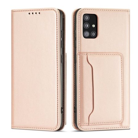 Magnet Kortetui Etui til Samsung Galaxy A12 5G Pouch Wallet Kortholder Pink
