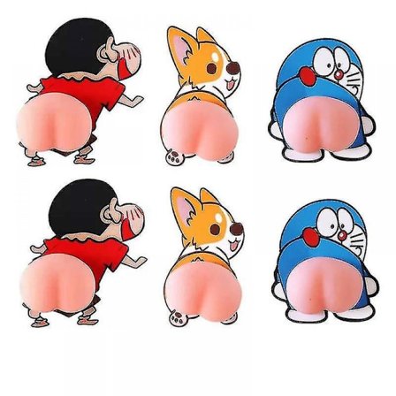 6 stk. bilkofanger klistermærke 3d stor røv kofanger silikone klistermærke til bildør spejl mobiltelefon dekoration