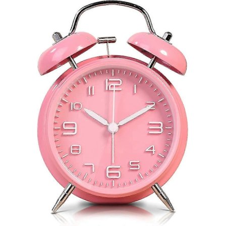 Dobbelt Vækkeur med Baggrundsbelysning, 4" Stereoskopisk Skive, Batteridrevet Højt Vækkeur, Ingen Tikken, Lydløs, Retro Klokke Vækkeur, Quartz D