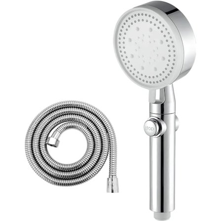 Høytrykks fleksibelt dusjhode med stoppbryter 4 strålemønstre B