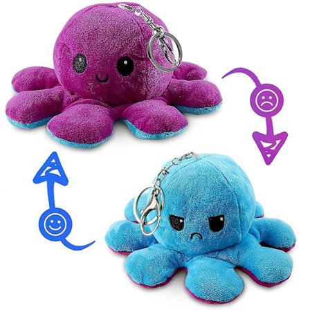 Reversible Octopus Plush Toys Key Chains Cute Personalized Keychains For Backpacks For Kids Women Girls Boys, Pink And Dark Pink