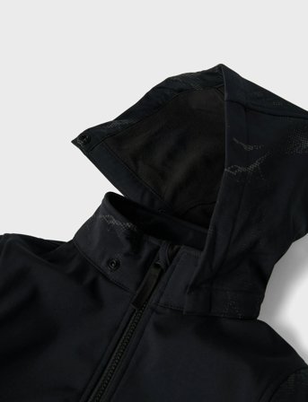 name it Nkmalfa08 Softshell Jacket Ref Aop Fo - Black - 116
