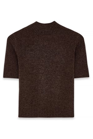 NA-KD kurzärmeliges Strickoberteil aus Wolle mit hohem Ausschnitt - Rollkragen Tops - Braun - XL (EU 46)