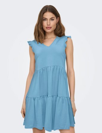 ONLY Onlmay Life Cap Sleeves Frill Dress Jrs - Blue - L