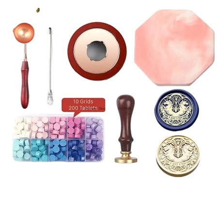 Sigillvaxlåda med 24 färgalternativ, DIY-hantverkssatser, 7-delat tätningssats NO11