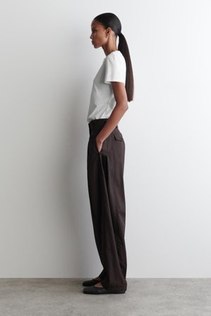 COS Women's Pantaloni Barrel In Cotone Con Pieghe in Marrone