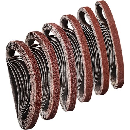 Bælte 10X330 mm Slibebånd 40/60/80/120/180/240 til slibning, polering og støvning, ideel til træ (48 stk)